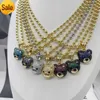 New 2023 Jewelry cute Bear Head Pendant Necklace hiphop gold beaded chain micro paved pendent shiny jewelry for women men