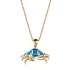 Pendant Necklaces Blue Fire Opal Stone Necklace Creative Animal Crab Champagne Gold Silver Color Chain For Women Trendy