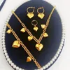 Necklace Earrings Set Luxury Ethnic Style Gold Color Love Shape Earring Ring Bracelet Wedding Jewelry Bride Gift