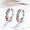 Orecchini a cerchio in argento sterling 925 colorato moissanite orecchino per le donne scintillante gemma diamante festa nuziale gioielli regalo