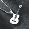 Pendentif Colliers Hommes En Acier Inoxydable Guitare Collier Exquis Mode Rock Instrument De Musique Bijoux Hip-Hop Street Style