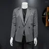 Costumes pour hommes Style coréen Blazer costume veste noir gris homme loisirs couleur unie jeunesse simple manteau ample tendance
