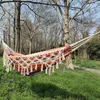 Camp Furniture Outdoor Garden Hammock Tassel Canvas Swing Chair Hanging Bed Handing Camping Hunting Foldbar Tre Color Po Props