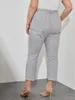 Pantaloni Taglie forti Elegante Primavera Estate Stampa a quadretti Lunghezza alla caviglia Tasche da donna Lati Cravatta in vita Abbigliamento di grandi dimensioni