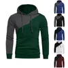 Felpe con cappuccio da uomo 6 colori Pullover da uomo autunno e inverno Moda cuciture casual Contrasto a costine Bocca a maniche lunghe con lacci Maglione con cappuccio