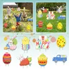 Dekorativa föremål Figurer 8pcsset Easter Rabbit Carrot Egg Lawn Stakes Yard Signs Decorations Outdoor Garden Selling In Stock 230506