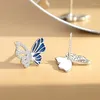 Studörhängen Koreansk elegant insekt Fina smyckesuppsättningar 925 Sterling Silver Hollow Zircon Butterfly for Women Trendy
