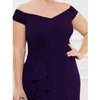 Abiti taglie forti 4XL5XL Abito da sera elegante senza spalline blu royal 2023 Maxi bodycom elasticizzato di lusso estivo