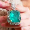 Ожерелья с подвесками KQDANCE Woman Lab Emerald Gemstone Gem For All match CZ Diamond Tennis Chain с зеленым камнем Свадебные украшения 230506