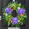 Flores decorativas grinaldas de verão para a porta da frente da coroa de primavera do lado de fora da hortênsia artificial todas as estações dentro de casa em casa