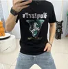 Designer-T-Shirt für Herren Kurzärmliges T-Shirt Europäische Station für Herren Große Größe Europäische und amerikanische Modemarke Sequin Silk Cotton Top Underlay T-Shirt T-Shirt