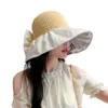 Cappelli larghi cappelli a secchio Cappello Anti-uv Sun Sun Sun a cupola vuota Decorazione Bowknot Processo di goffi di moda estivi Accessori di moda estiva