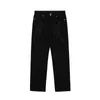 Мужские брюки y2k корейская мода черная уличная одежда вышита с низким ростом повседневные джинсы брюки прямой тренажерный тренас.