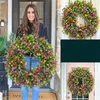 Decorative Flowers Artificial Green Leaves Wreath Front Door Home Decor Simulation Garland Shell Grass Boxwood For Wall Window Party