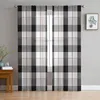 Curtain Black Grey Plaid Tulle Curtains For Living Room Bedroom Modern Chiffon Sheer Kitchen