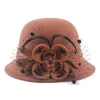 Cappelli a tesa avara Elegante cappello da donna in feltro Fedora 2023 Autunno inverno per le donne Cloche Fascinators Matrimoni Party Bombetta rossa