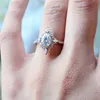 Cluster Rings ROMAD Fashion Clear CZ Stone Engagement Ring Rose Gold Color Egg Shape Crystal Wedding For Woman Drop R4