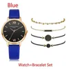 ساعة Wristwatches Women Quartz Wristwatch Leather Leany Ladies 4pcs Bracelet Watch Watch Discal