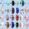 925 silver beads charms fit pandora charm White Blue Bubble Series Colored Glass