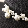 Stingy Brim Hats Spring Summer For Women Flower Beads Wide Brimmed Jazz Panama Hat Sun Visor Beach Pearl Rivet Straw