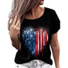 Koszulki damskie t-shirty Drukuj swobodny topy 4 lipca Koszulka z krótkim rękawem 2023 Streetwear Star Stripes Tee Female