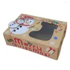 Geschenkomschakeling 12 stks Kraft Paper Candy Boxes Merry Christmas Cookie Box Clear Window Packaging Bag Party Inpakjaarspullen