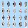 925 Perles en argent Charms Fit Pandora Charm Base Chain Chain Perge Spacer Bleu Couleur Perles Love Heart Blue Crysta