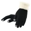 Fem fingrar handskar vinter pekskärm stickade kvinnor stickade vantar kvinnlig tjock plysch handske handske