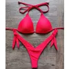 Kvinnors badkläder Vikinii Nya Rose Red Biquinis Kvinnliga baddräkter 2023 Sexig Push Up badkläder Kvinnor Bikinis Halter Beachwear Bathers Bathing Suits J230506