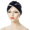2023 Kapelusz na głowę dwukolorowe szwy skrzyżowane czapki turbanu muzułmańska masa indyjska maska ​​dla Lady Wrap Head