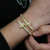 Europe and Ameica Fashion Men Bracelets Gold Plated Full CZ Sword Bangles Bracelet for Men Women Nice Gift