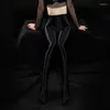 여자 양말 플러스 크기의 광택있는 새틴 팬티 팬티 섹시 오픈 크로치 타이츠 극 댄스 클럽웨어 오일 반짝이는 불투명 한 피트니스 레깅스