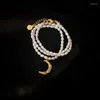 Pendentif Colliers Pour Femmes Chaîne De Cou Femme Bijoux En Gros Cadeau Décorations Naturelles Perles De Riz Perles Géométrique Lune