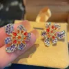 Stud Earrings Summer Sweet Colorful Flower For Girls Luxury Wedding Party Jewelry Gold Plated Floral Ear Studs