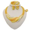 Ожерелья подвесные ожерелья наборы колье для женщин в дубах африканского золотого цвета ювелирные украшения кольца кольца индийские нигерийские свадебные украшения g