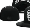 Ready Stock Wholesale High Quality Men's San Diego Sport Team Fitted Caps SF Flat Brim on Field Hats Full Closed Design Size 7- Size 8 Fitted Baseball Gorra Casquette A0