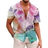 Camisetas masculinas masculas lindas com manga de manga de moda de moda lapela impressa camisa de manga curta casual tampas de verão