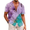 Camisetas masculinas masculas lindas com manga de manga de moda de moda lapela impressa camisa de manga curta casual tampas de verão