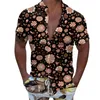 T-shirts pour hommes hommes décontractés à manches courtes printemps été col rabattu 3D imprimé haut tendance chemise longue florale hommes moyen