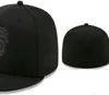 Pronto Stock Wholesale de alta qualidade San Diego Sport Team equipado Caps SF Brim plana em chapéus de campo Tamanho completo do design fechado 7- Tamanho 8 de beisebol ajustado Gorra Casquette A0