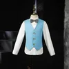 Abiti da abbinare alla famiglia Flower Boys Cerimonia Blue Suit Kids Formal Jakcet Vest Pants 3PS Tuxedo Wedding Dress Bambini Birhtday Party P ograph Costume 230506