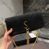 Chains Kate Crossbody Bag Flip Clutch Bags Tassel Women Handbag Suede Leather Envelope Fashion Metal Letters Detachable Strap Plain Thread Hasp Hardware