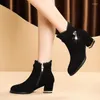 Women Large Boots Extra S Ankle Winter Fashion High Heels Lace Waterproof Snow Proof Fahion Heel 615