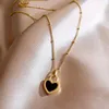 Pendant Necklaces Vintage Double Sided Heart Necklace For Women Girl Clavicle Chain Choker Fashion Trendy Jewelry Gift Party 230506