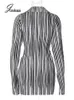 Two Piece Dress Joskaa zebra stripe duas peas conjunto roupa das mulheres sexy lapela manga longa boto at camiseta e mini saia combinando 2022 streetwear J230506