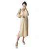 Maternity Dresses 5012# Clothes Spring Autumn Knitted Long Sleeves V Neck Loose Midi Stylish Dress Pregnant Women Mom