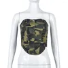 T-shirt Y2k pour femmes, hauts d'été à la mode, personnalité, dos nu, Camouflage irrégulier, enveloppant la poitrine, Streetwear, 2023