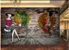 Sfondi Personalizzato Murale 3d Po Carta Da Parati Retrò Cartone Animato Bellezza Caffè Utensili Sul Muro Di Mattoni Decorazioni Per La Casa Soggiorno Per 3 D