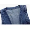 Damesvesten Vintage denim gilet 2023 Lente Korte slanke mouwloze jas Vest Grote maten 6XL Enkele rij knopen Effen casual tops 230506