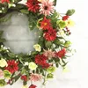 Couronne de marguerite artisanale de fleurs décoratives - Une charmante décoration de porte de printemps américaine faite avec un faux réaliste